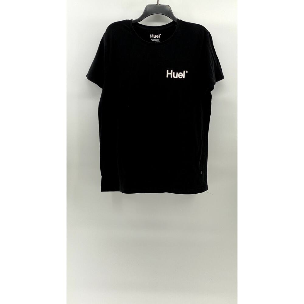 HUEL Men’s Black Logo Crewneck Regular-Fit Short Sleeve Casual T-Shirt SZ L